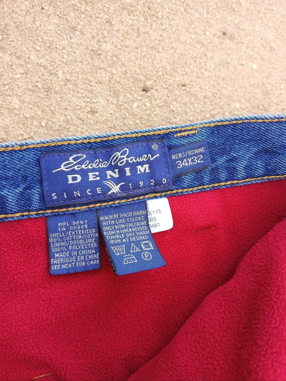 Vintage Eddie Bauer Flannel Lined Jeans 34x32